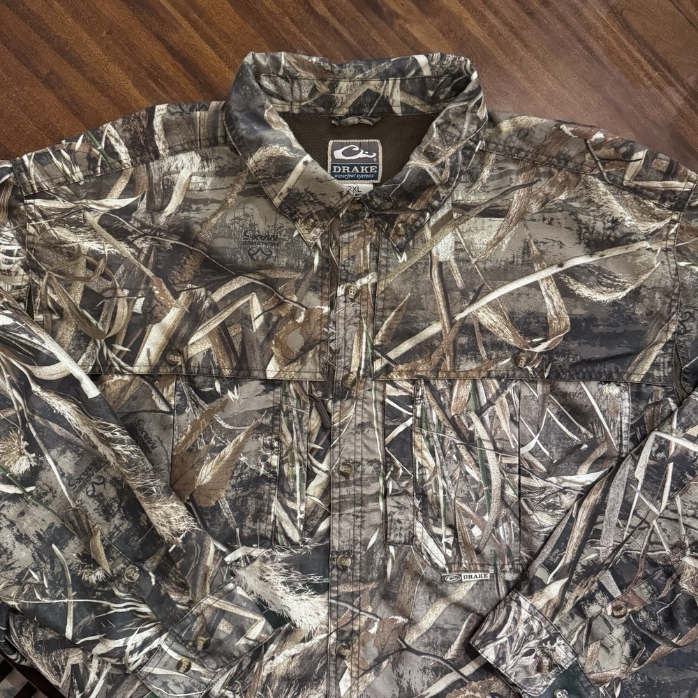 Drake Waterfowl Systems Max-5 Realtree Camo Shirt Vented Camouflage XXL Mens 2XL
